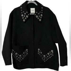 Sandro Wool Coat with Eyelets